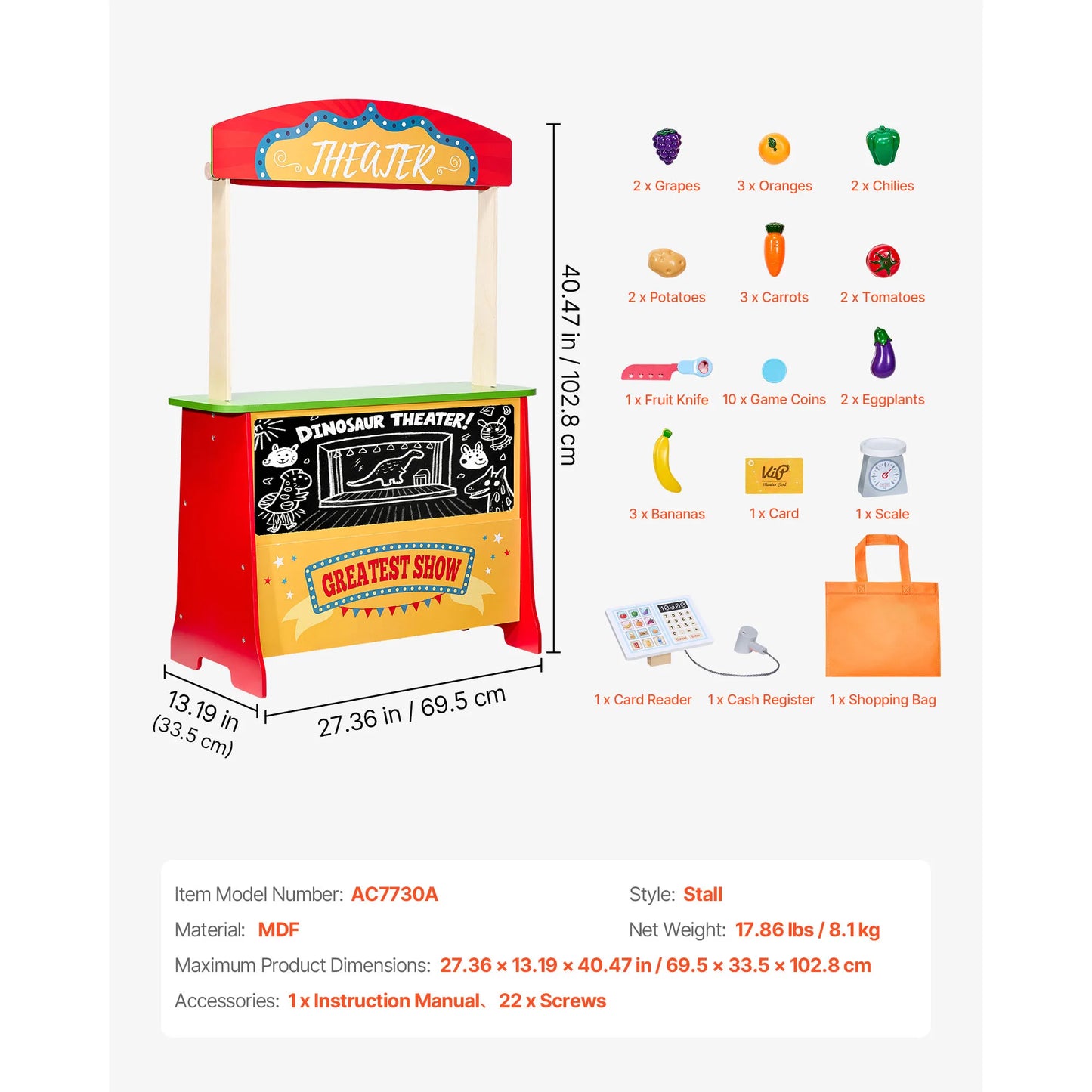 2 In 1 Wooden Kids Puppet Theater And Grocery Store