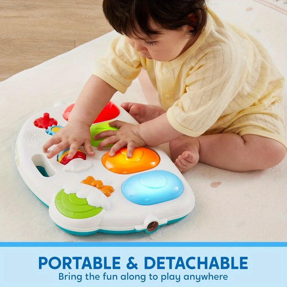JOYFY Baby Play Mat Tummy Time Mat Toy for 0-6 Months Baby Musical Learning Toy Adorable Animal-Themed Play Gym with Piano Panel