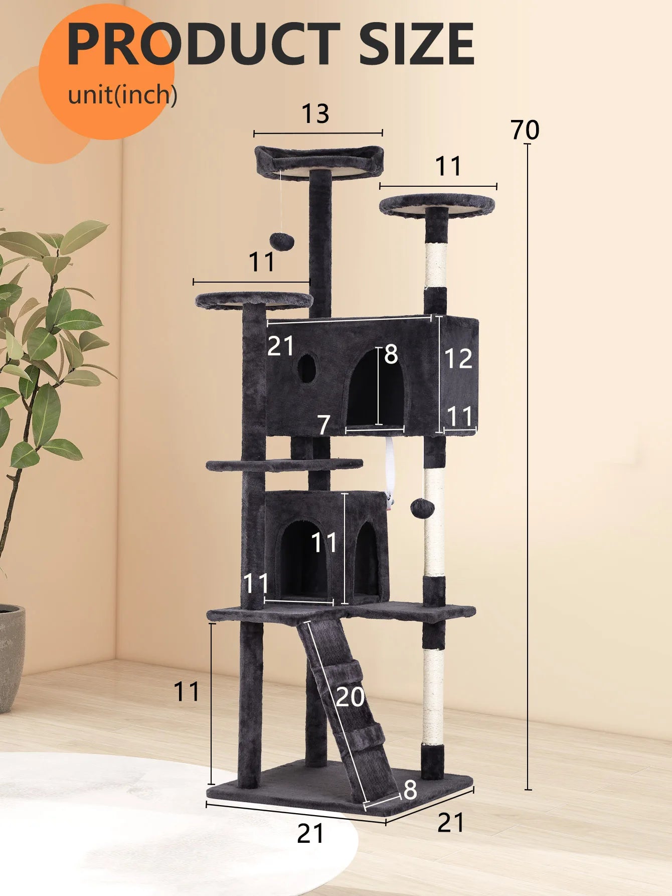 Four Tier Cat Tree With Sisal Scratching Posts And Ball