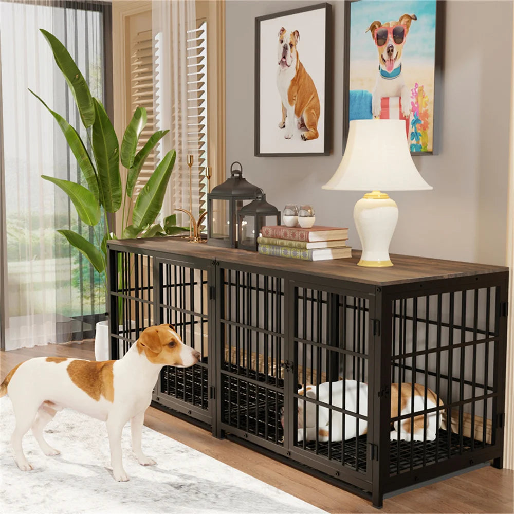 Borwar Wooden Dog Crate End Table Kennel With Removable Tray