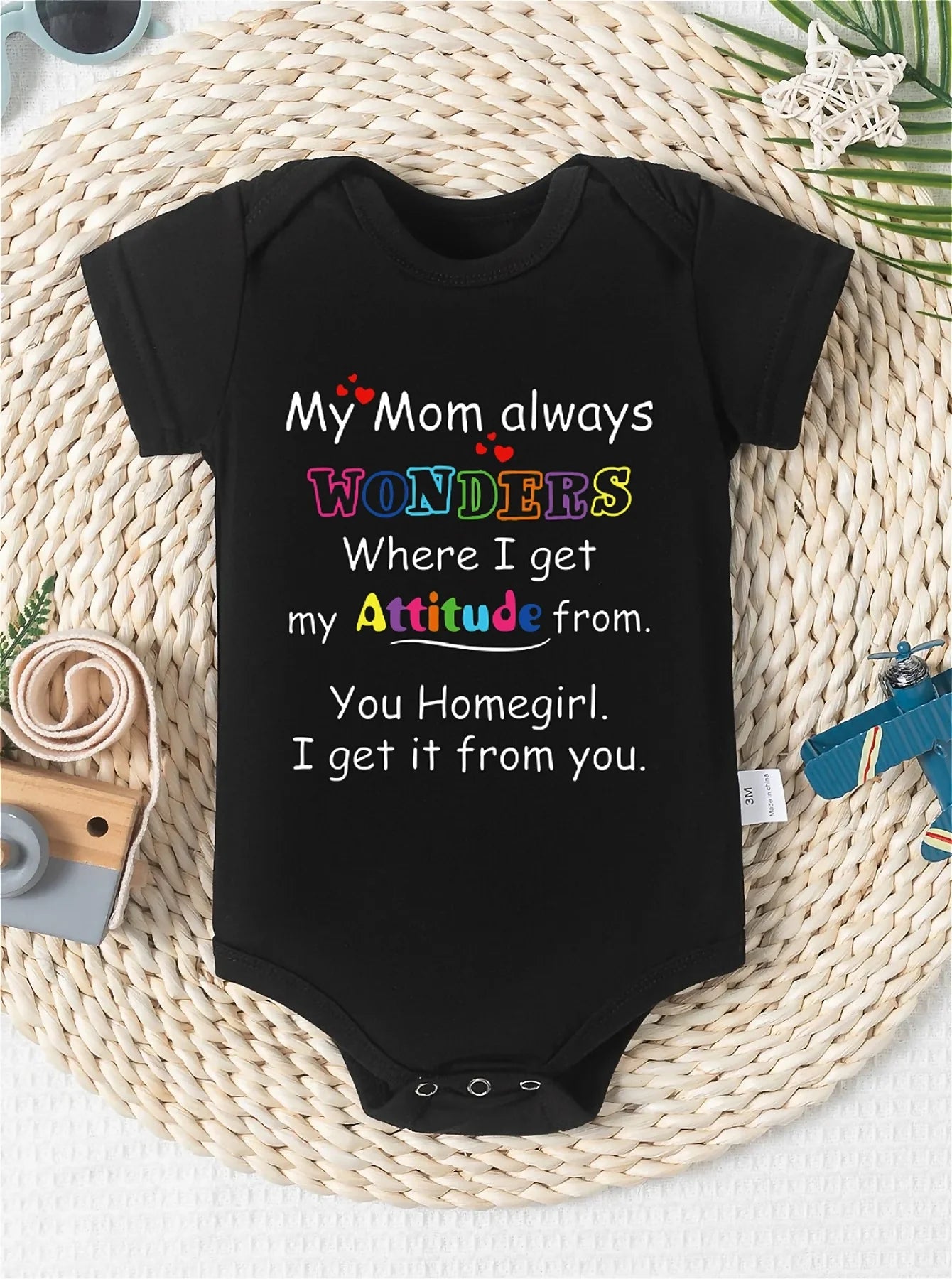 My mother has always wanted me to get attitude letter printed baby jumpsuit - newborn short sleeved round neck jumpsuit