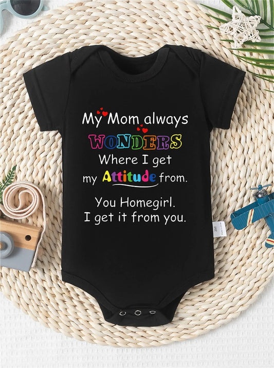 My mother has always wanted me to get attitude letter printed baby jumpsuit - newborn short sleeved round neck jumpsuit