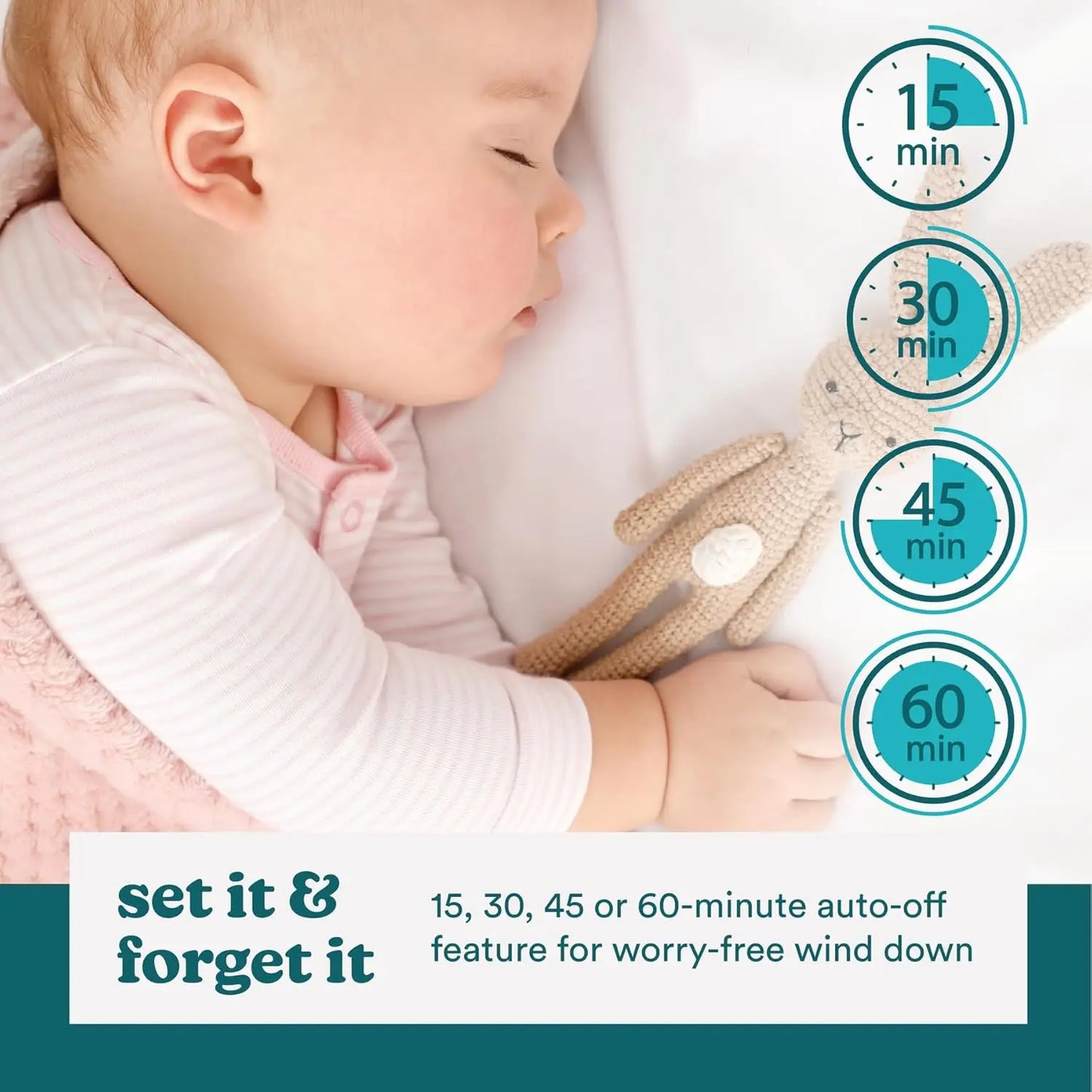 Baby Sound Machine with Projector - 6 Soothing Sounds & Lullabies, Auto-Off Timer, AC Adapter for Nursery Sleep Aid