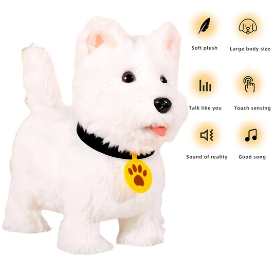 Shunmaii Interactive Plush Puppy Robot Toy Walking Barking Tail Wagging