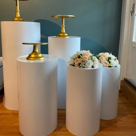 NONECN White Cylinder Table Pedestal Stands For Wedding Backdrops