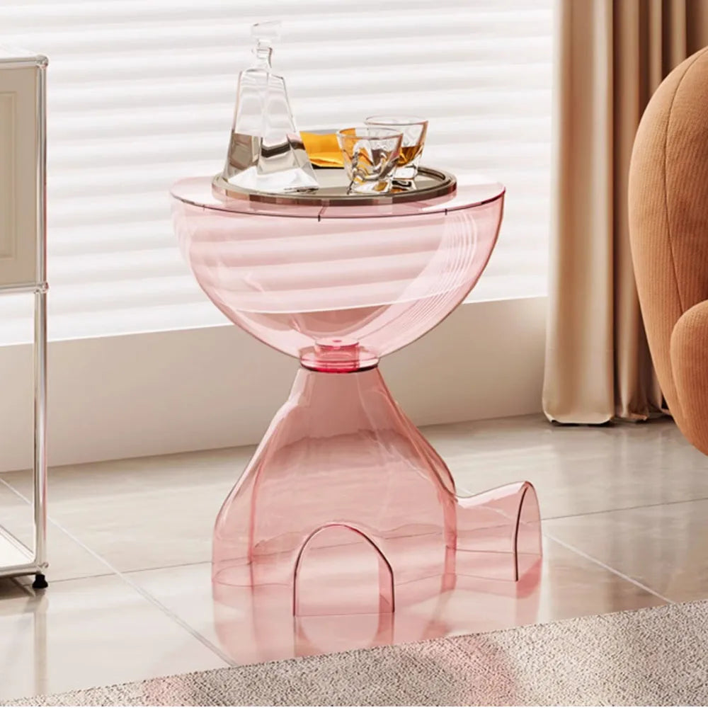 Plastic Round Coffee Table Modern Minimalist Living Room End Table