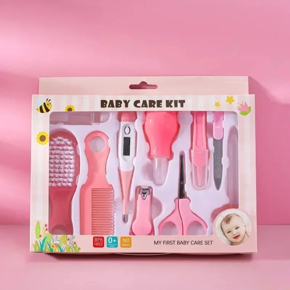 10PCS Baby Health Care Kit, Nail & Hair Grooming Set with Thermometer, Brush, Clipper, Teether & Toothbrush for Kids
