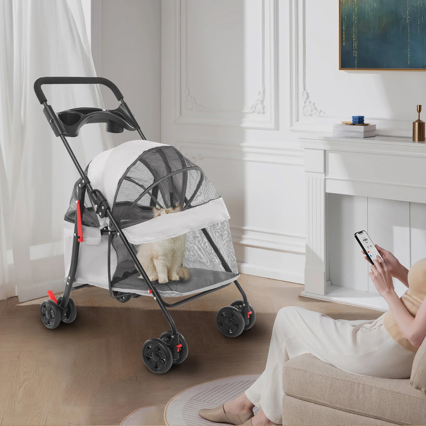 Foldable Lightweight Pet Cart For Small Medium Dogs And Cats