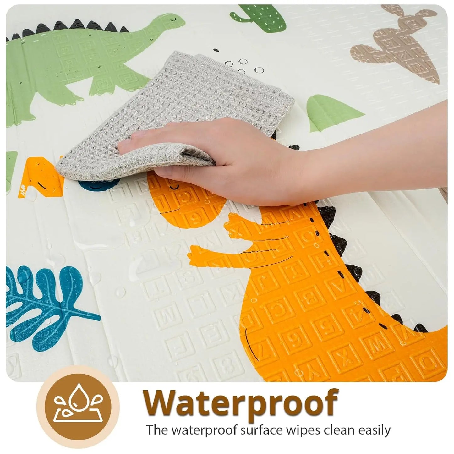 Foldable Baby Play Mat, PIGLOG 0.6in Thick Waterproof Playmats for Babies and Toddlers Kids, Safe Foam Playmat for Tummy Time