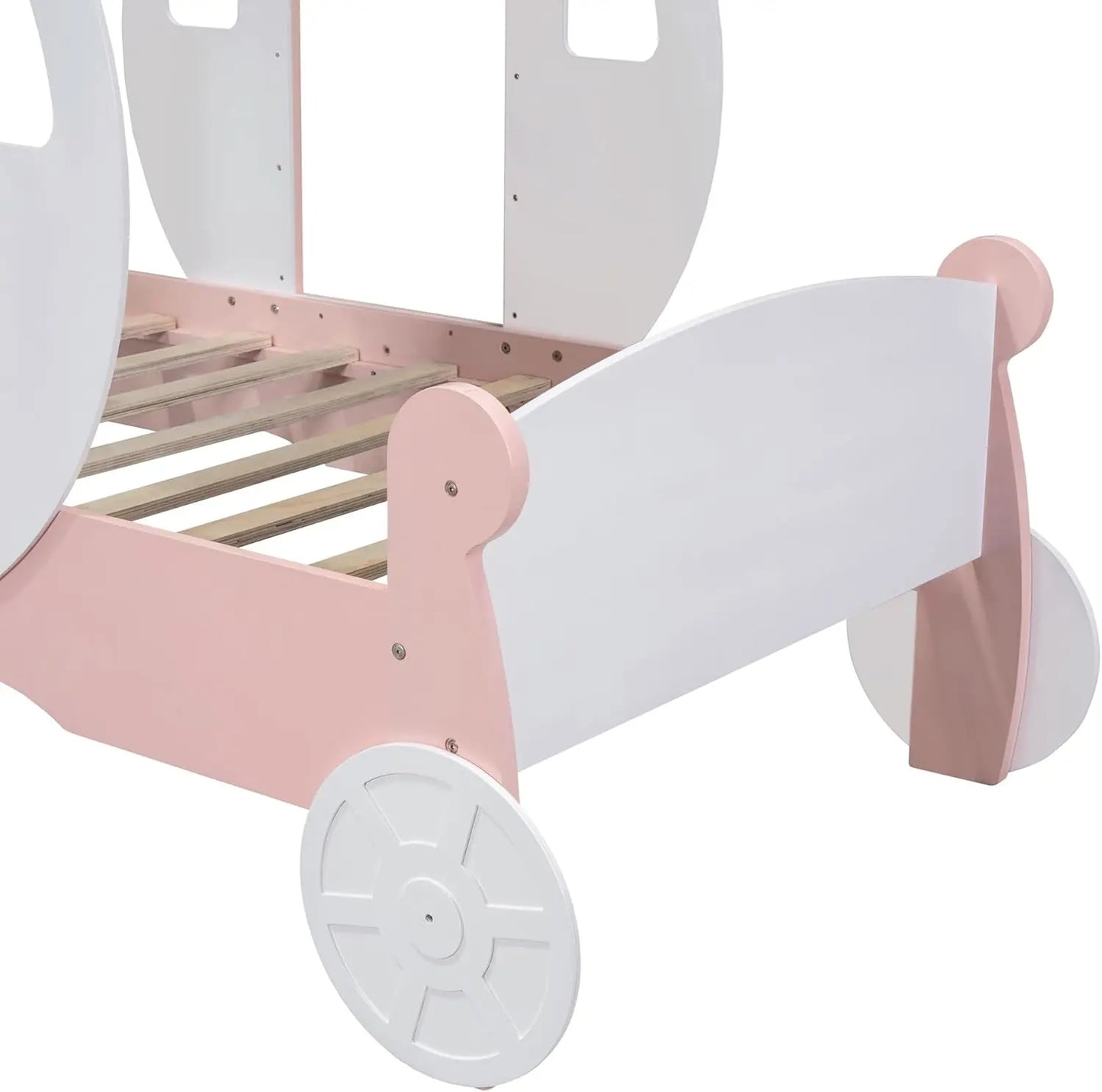 YQXH PrincCarriage Bed for Kids with Crown and Stairs