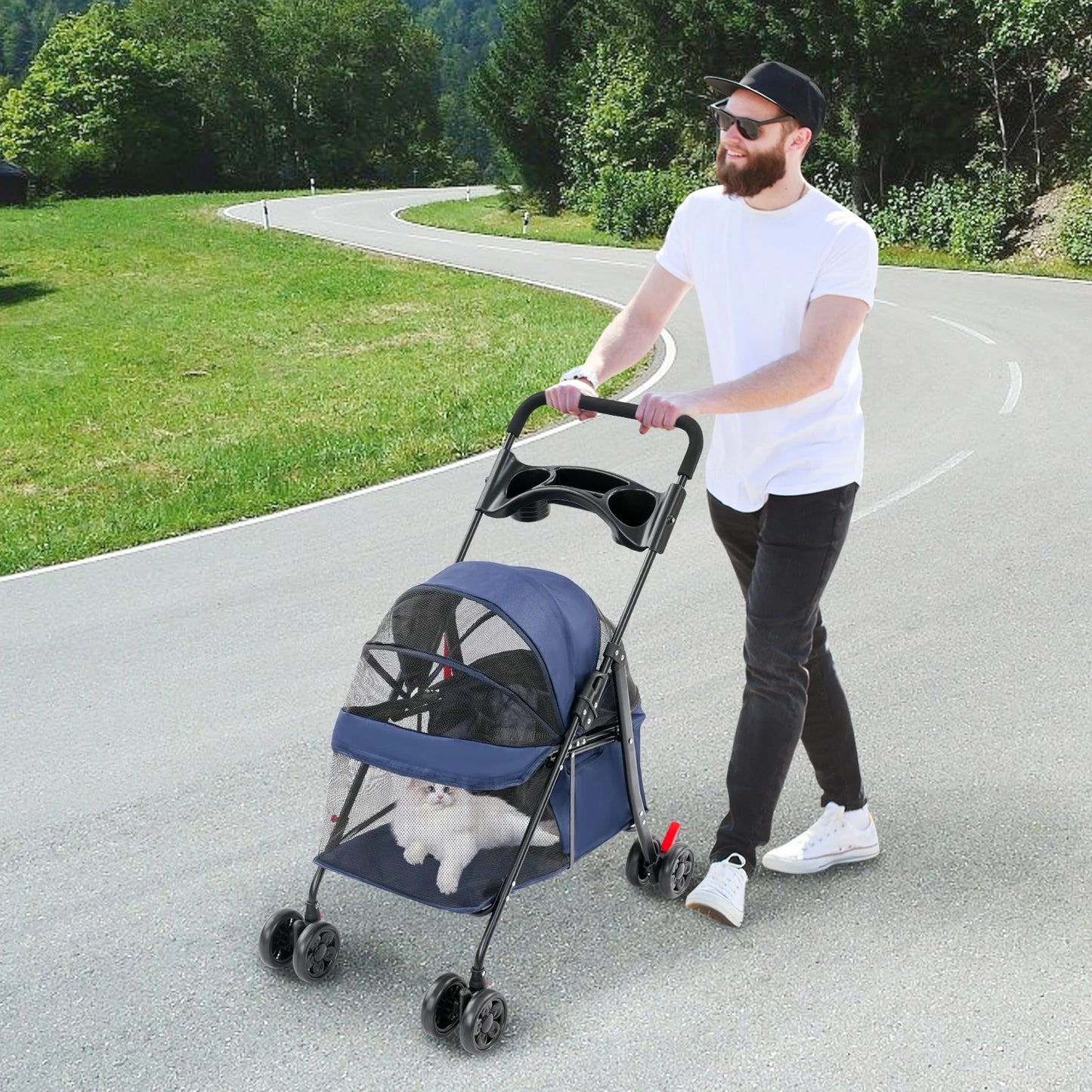 Foldable Lightweight Pet Cart For Small Medium Dogs And Cats