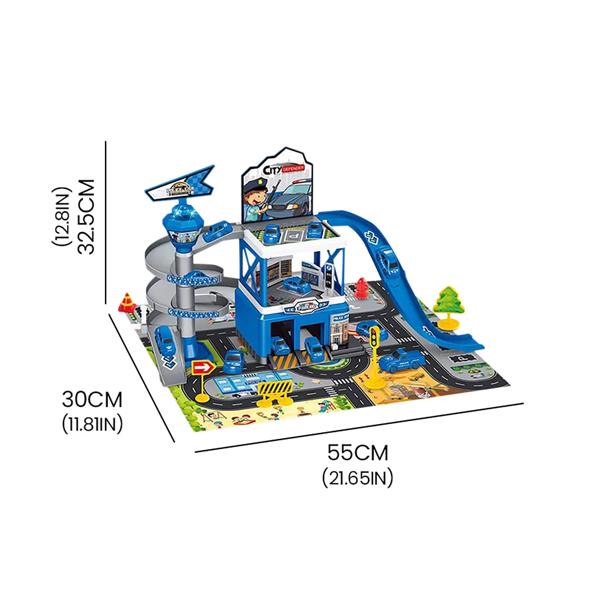 CONUSEA DIY Rail Car Parking Lot Track With Racing Cars