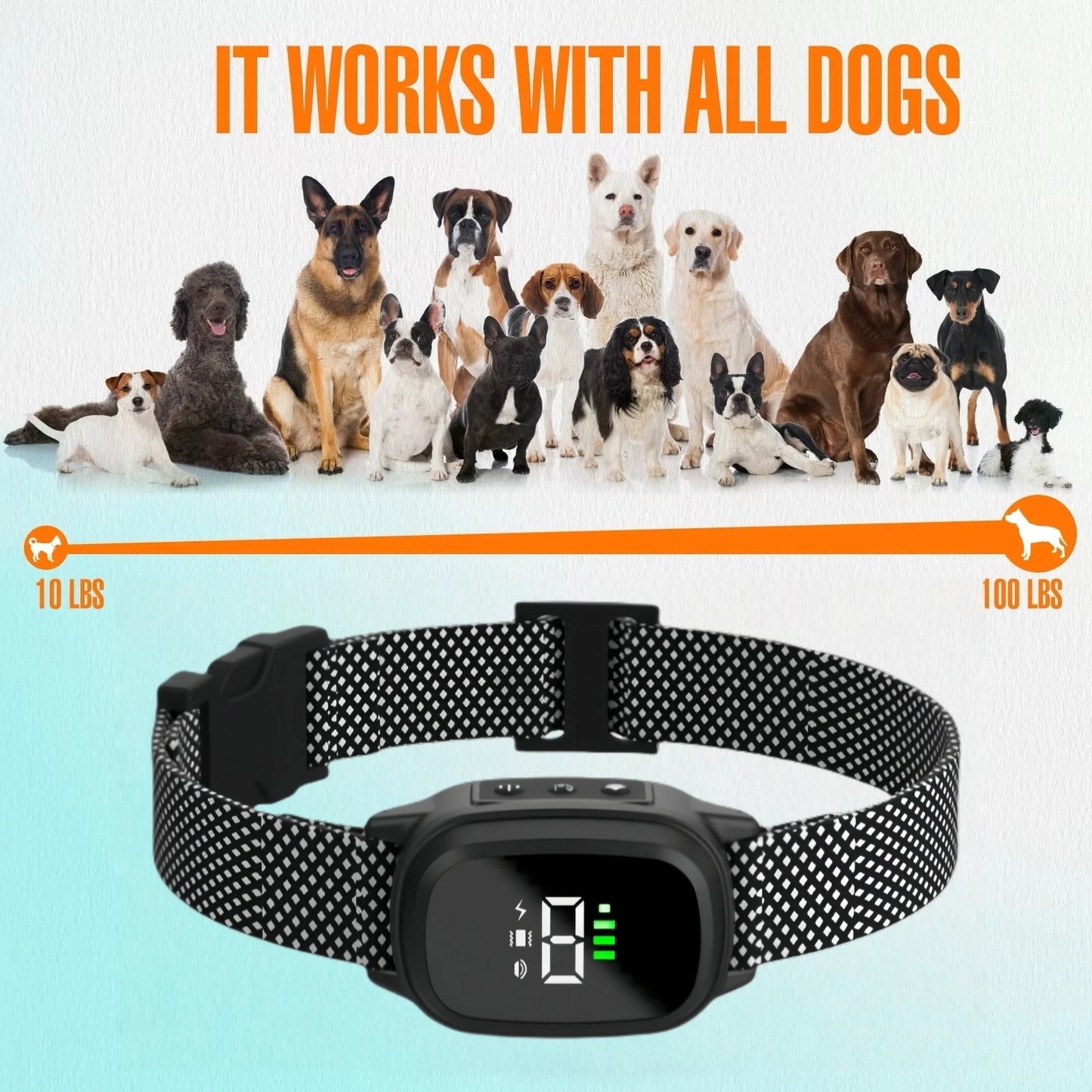 Waterproof Dog Bark Collar Rechargeable Anti Bark Training Collar