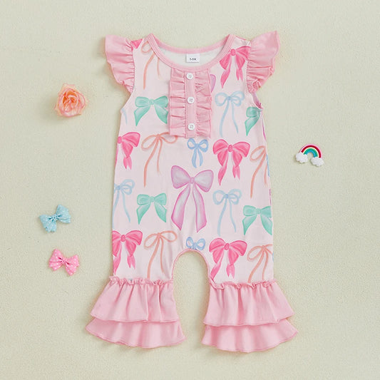 Toddler Girls Romper Short Sleeve Round Neck Floral Print Playsuit Cute Summer Casual Outfit for Baby Girl