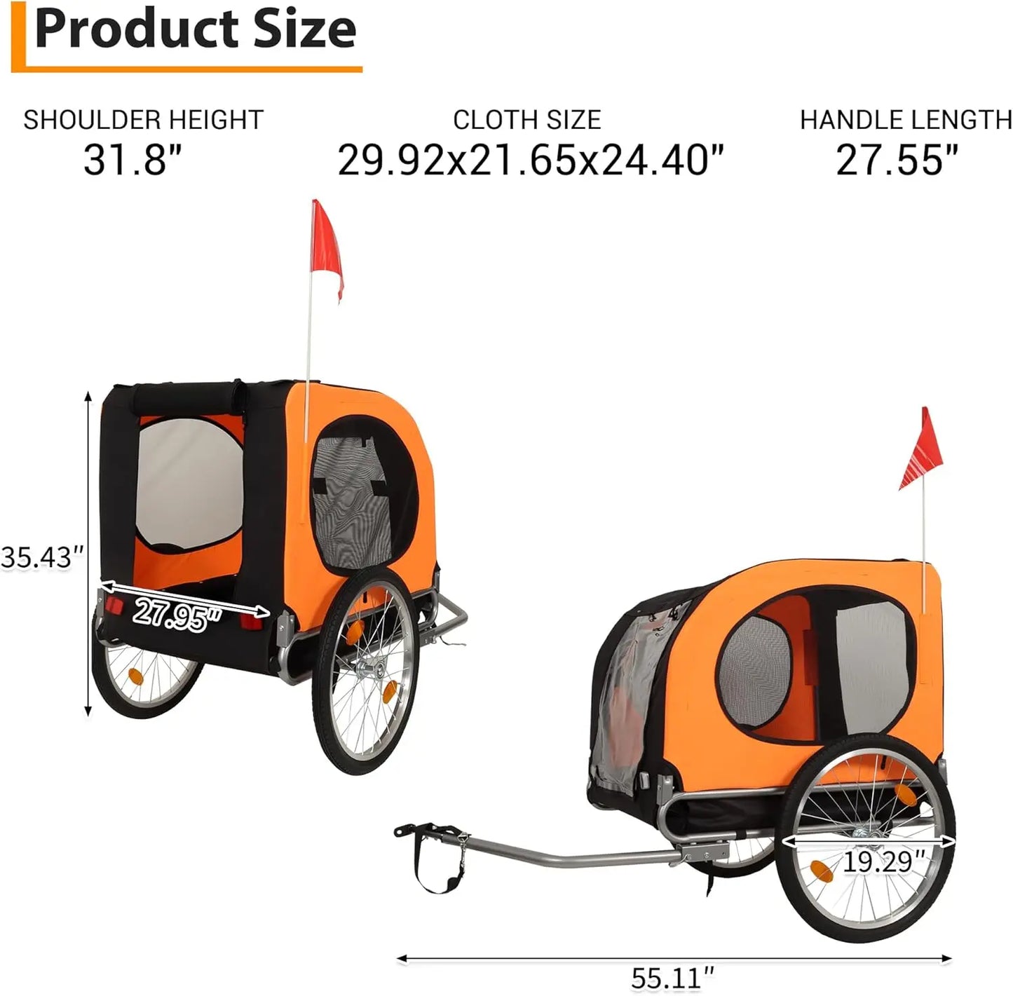 Twister.CK Dog Bike Trailer 88Lbs Capacity Carrier Foldable