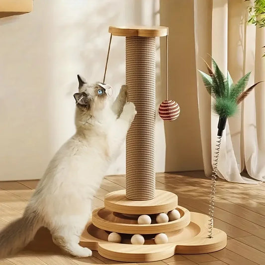 NONECN Cat Scratch Board Rotating Platform Wooden Fiber Toy