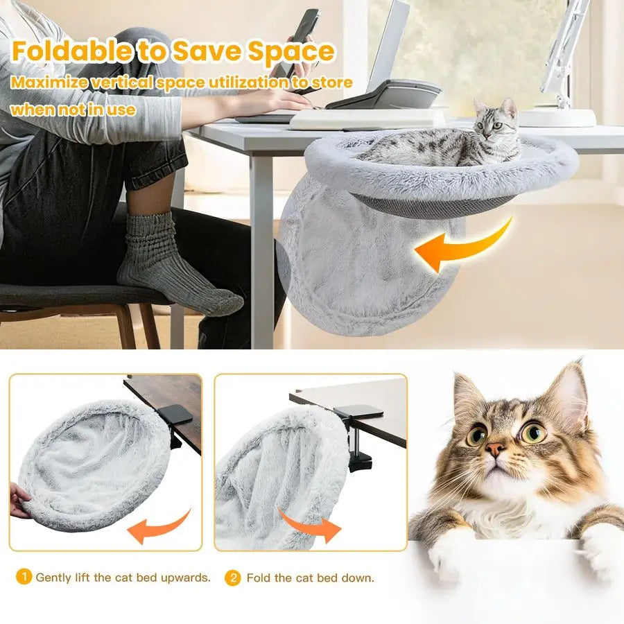 Cat Desk Bed Sunken Hammock With Steel Clamp Holds Up 40 Lbs