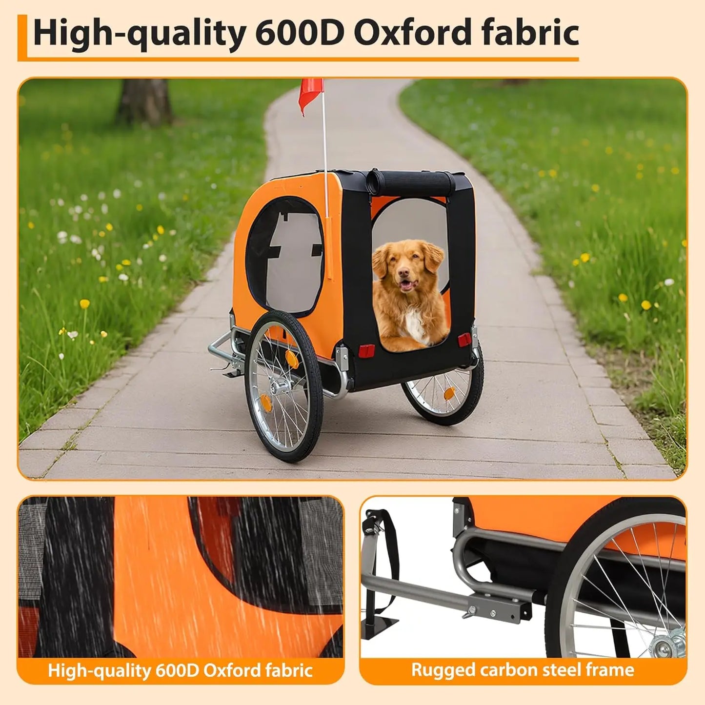 Twister.CK Dog Bike Trailer 88Lbs Capacity Carrier Foldable