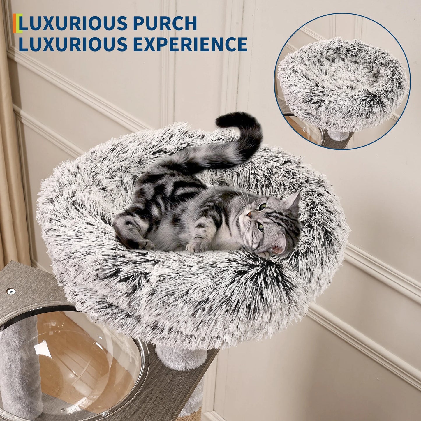 HiMISS Cat Tree Tower With Litter Box And Capsule Nest