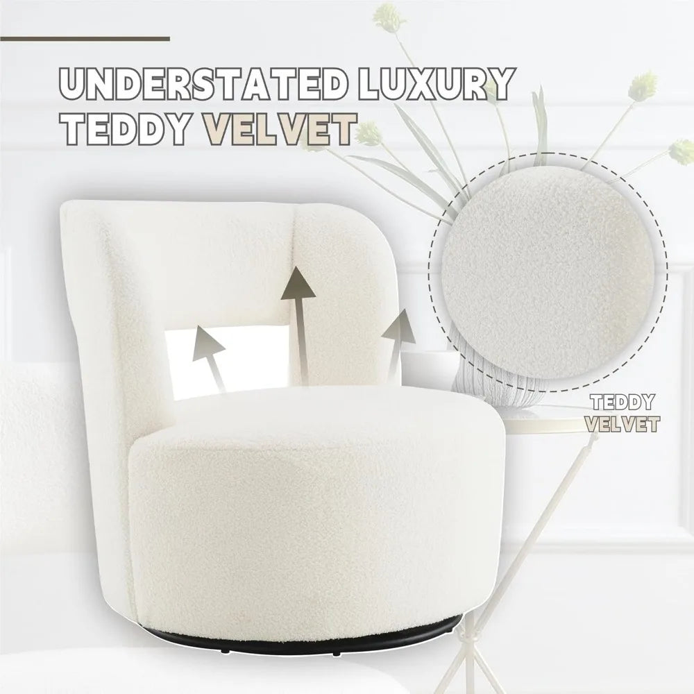 DAFIFY Teddy Fabric Swivel Accent Chair for Modern Living Room