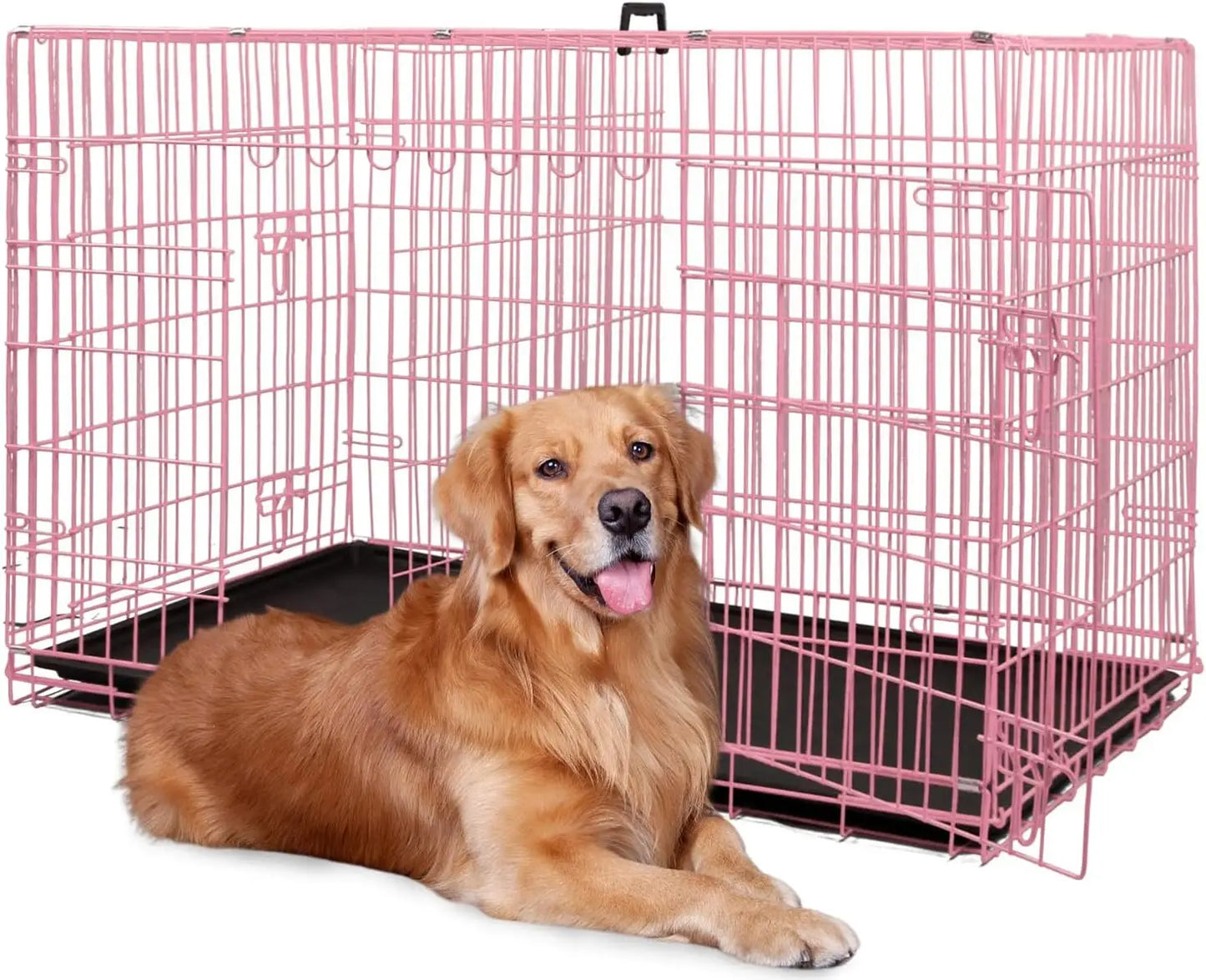 BestPet Dog Crate Folding Metal Kennel With Double Doors