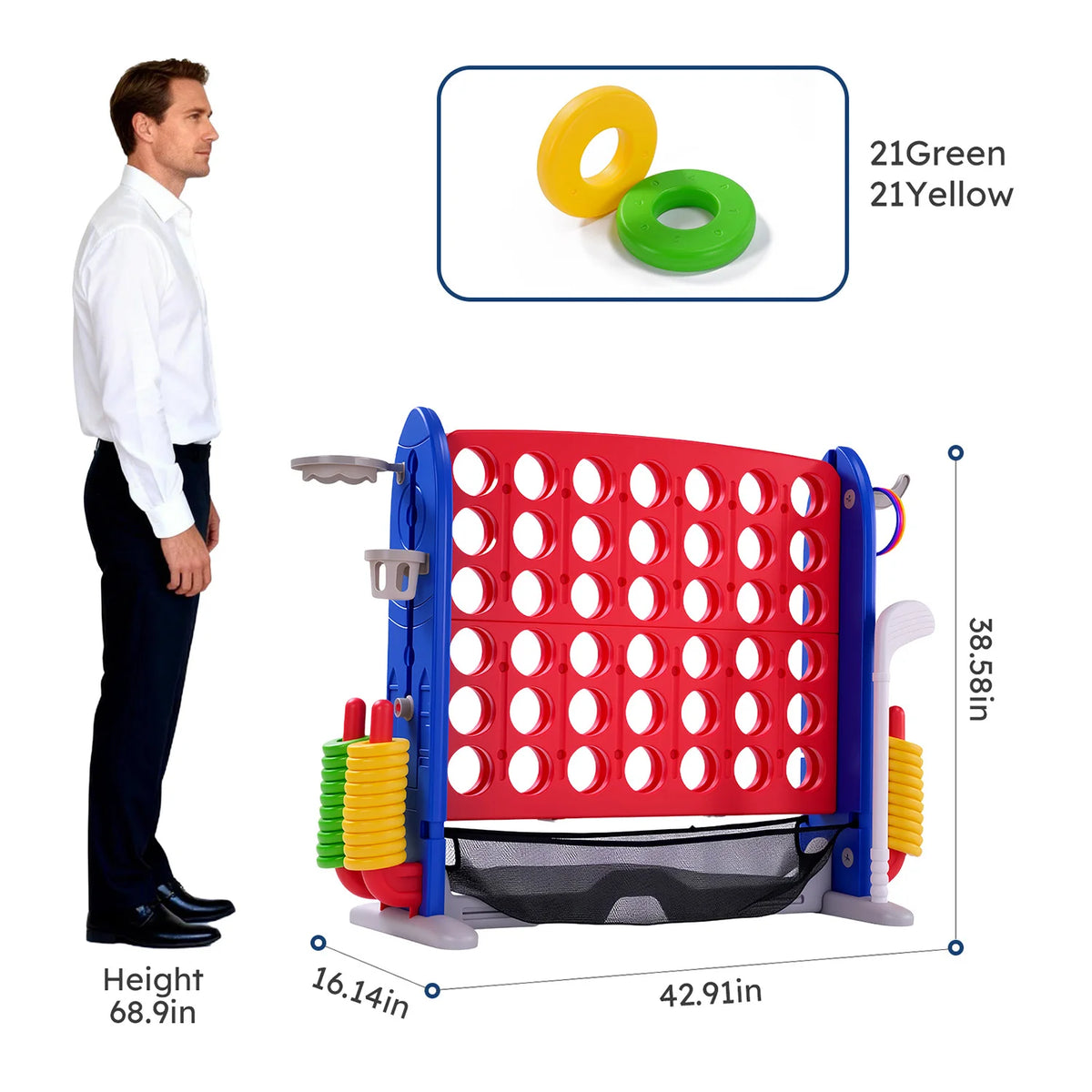 Giant 4 In 1 Outdoor Game Set With Basketball Hoop