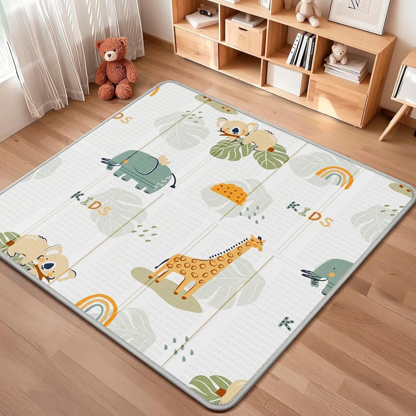 Foldable Baby Play Mat, PIGLOG 0.6in Thick Waterproof Playmats for Babies and Toddlers Kids, Safe Foam Playmat for Tummy Time
