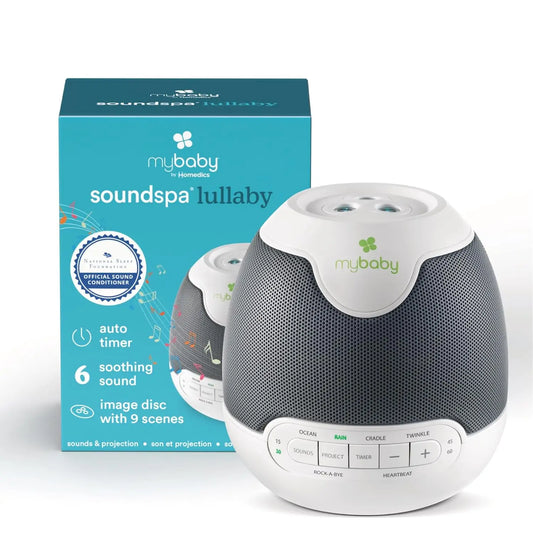 Baby Sound Machine with Projector - 6 Soothing Sounds & Lullabies, Auto-Off Timer, AC Adapter for Nursery Sleep Aid