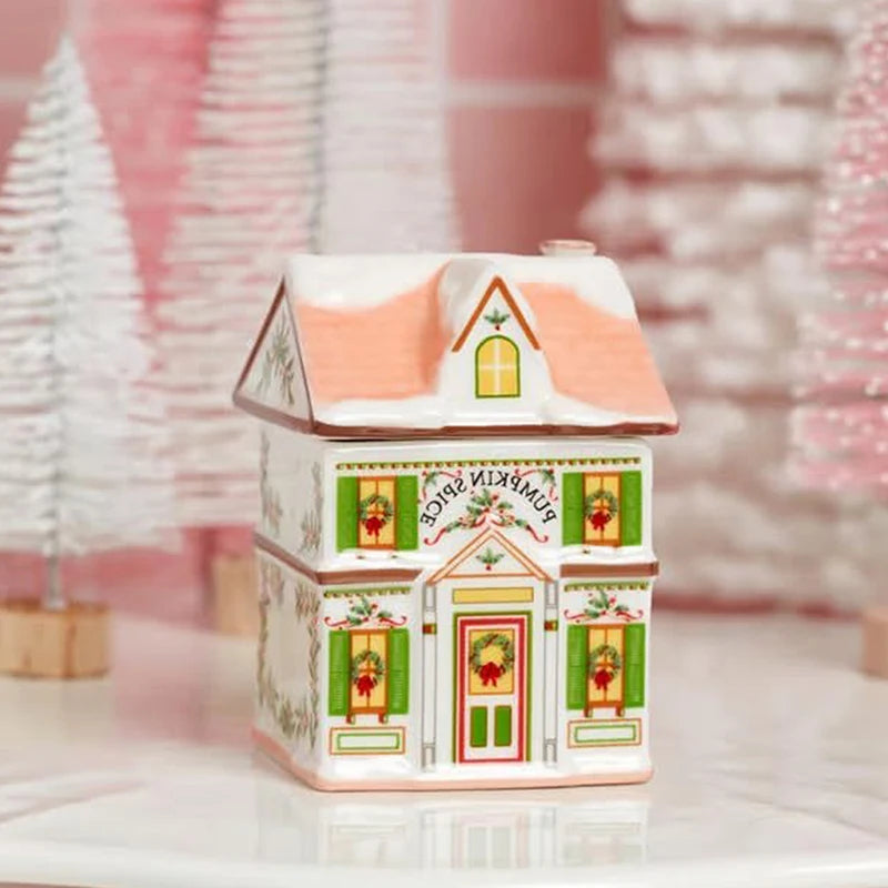 Cute Cartoon Holiday Village Spice House Ornament Mini Gingerbread Jars Decor