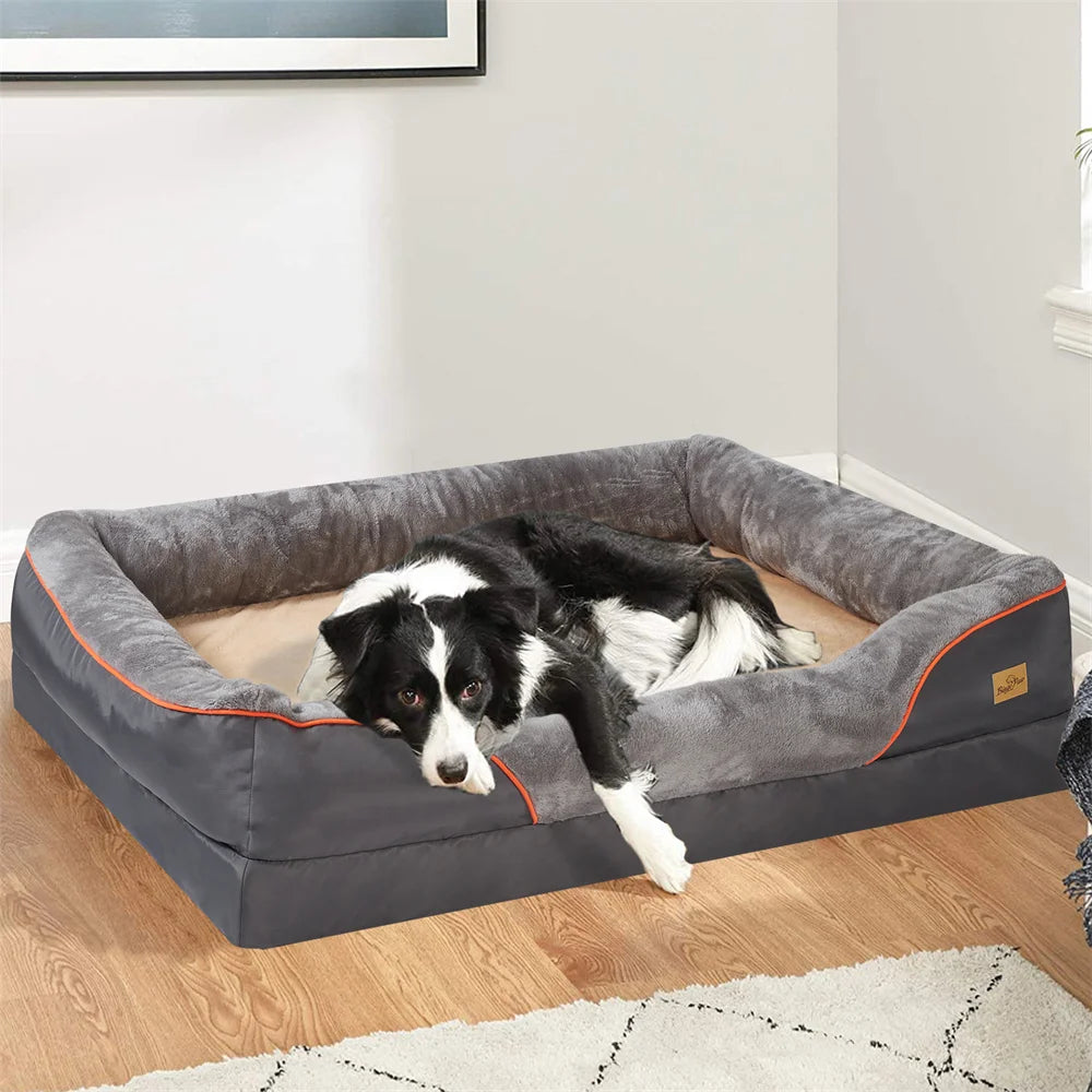 BORWARTCN Orthopedic Dog Bed Memory Foam Waterproof Removable Cover