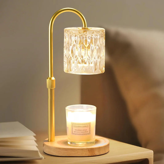 Electric Candle Warmer Lamp With Timer And Dimmer Wood Base