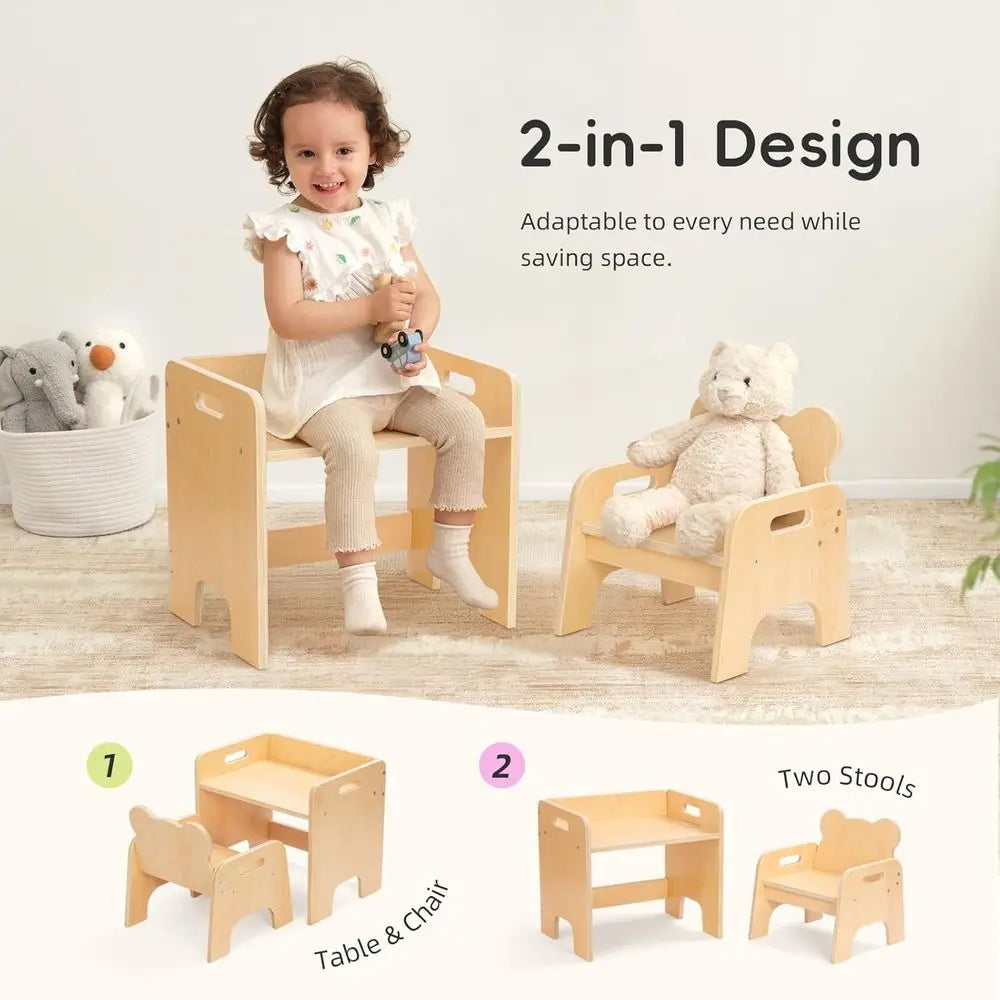 Wooden Toddler Table And Chair Set For Kids Dining