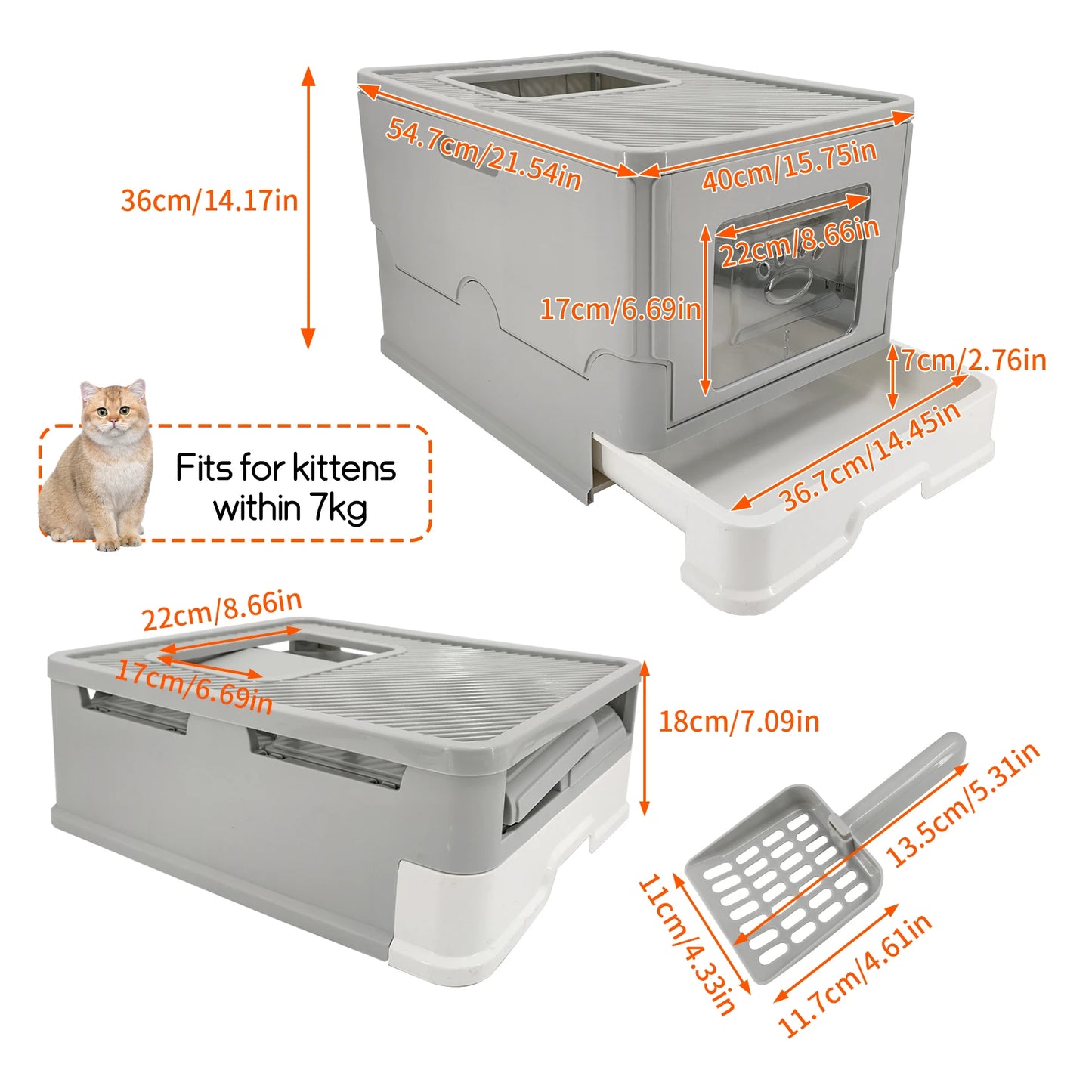 4 Style Enclosed Cat Litter Box Lid Stainless Steel ABS