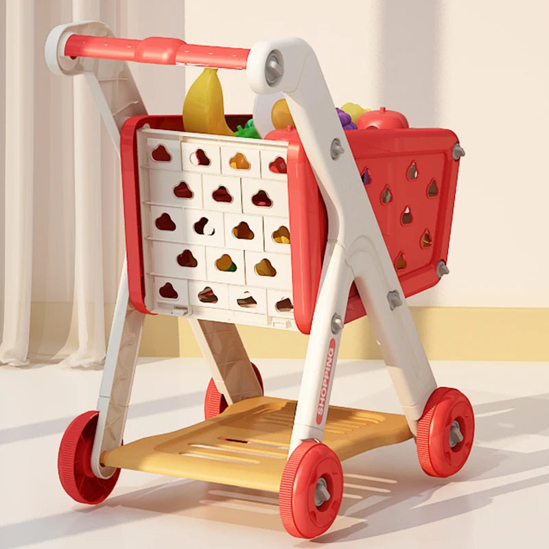 Jovow Shopping Cart Toy for Kids Trolley Pretend Kitchen Supermarket