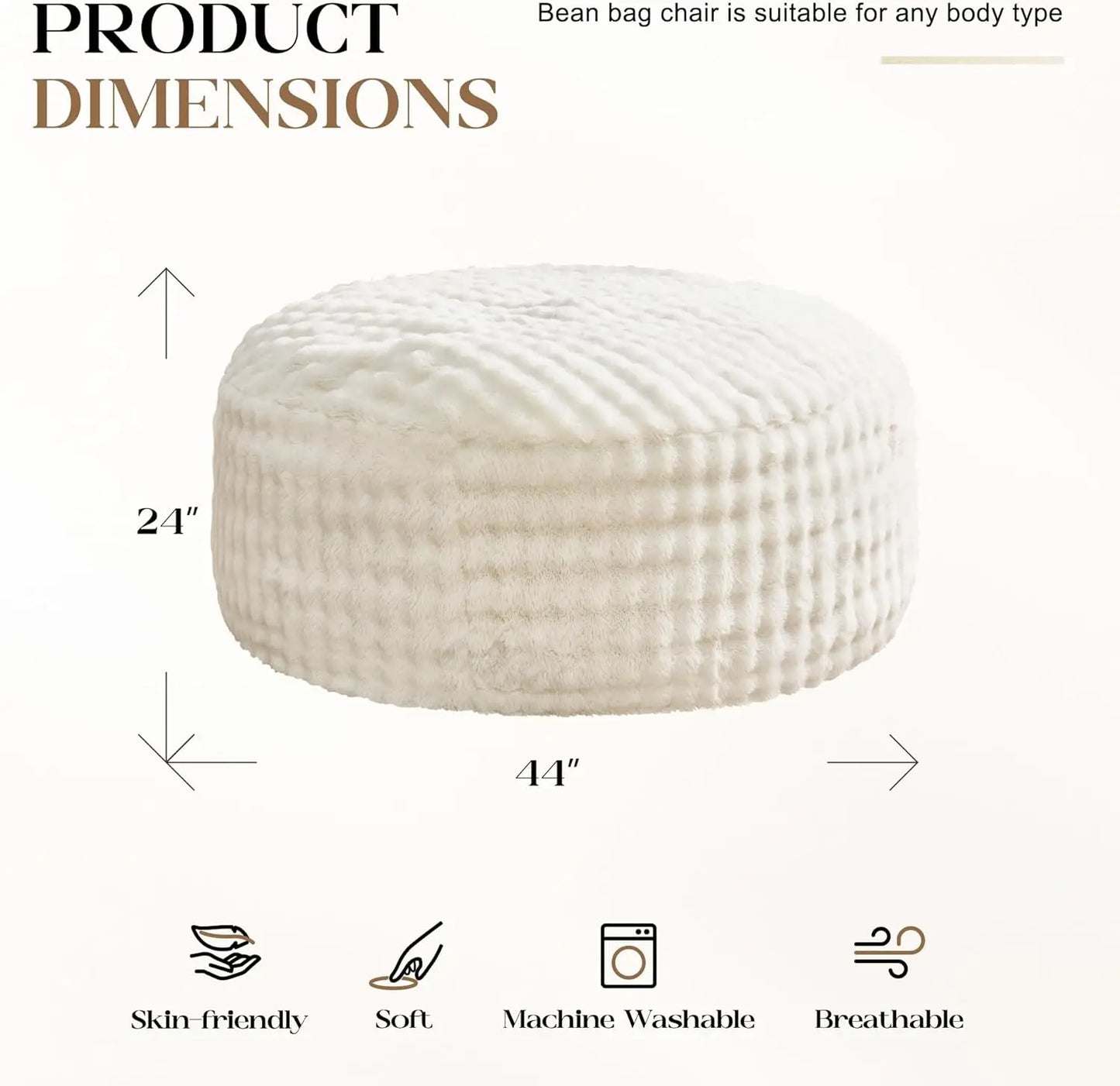 XMSJ Bean Bag Chair With Filler And Machine Washable Cover