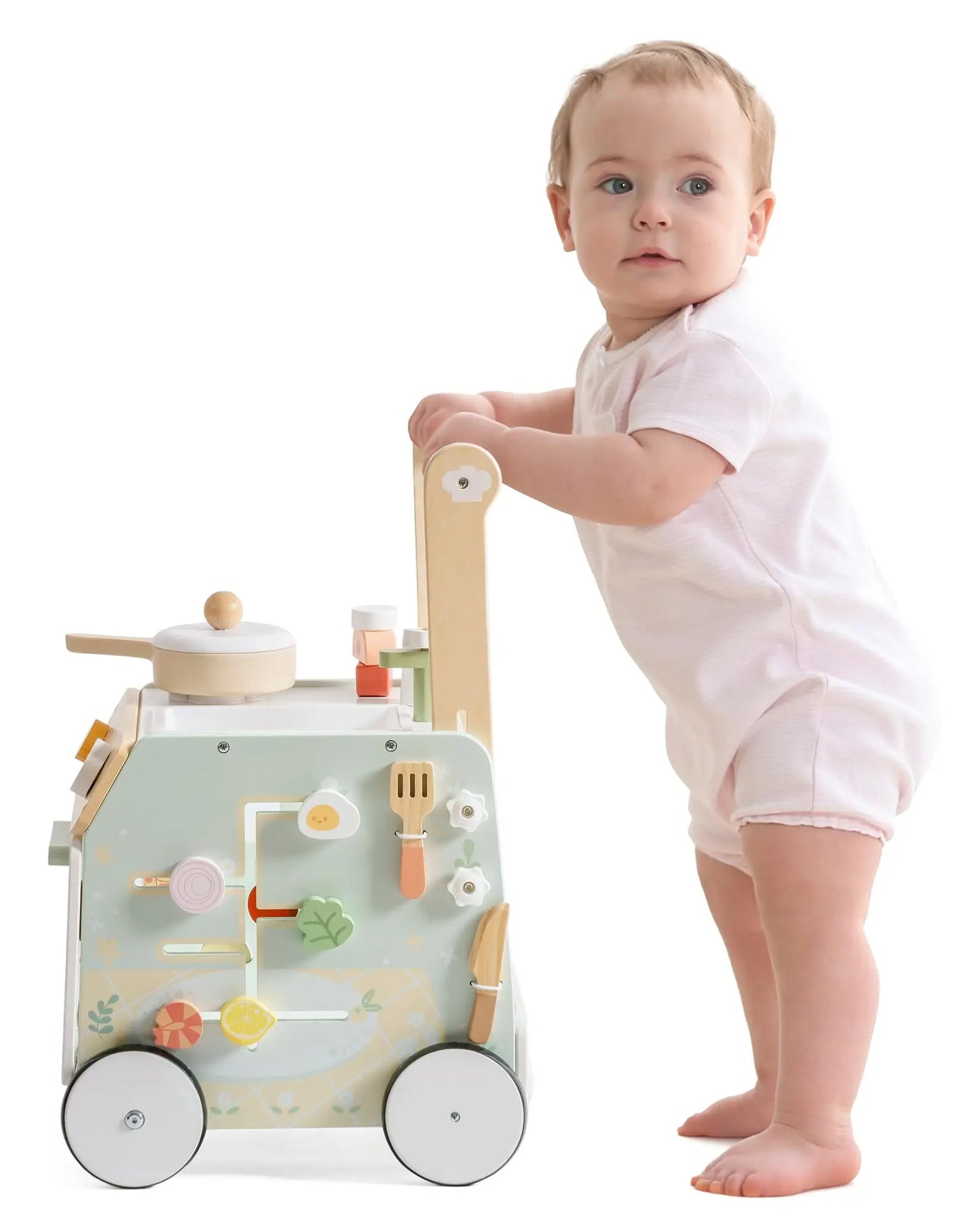 Robotime Wooden Baby Push Walker Adjustable Height Montessori Toys