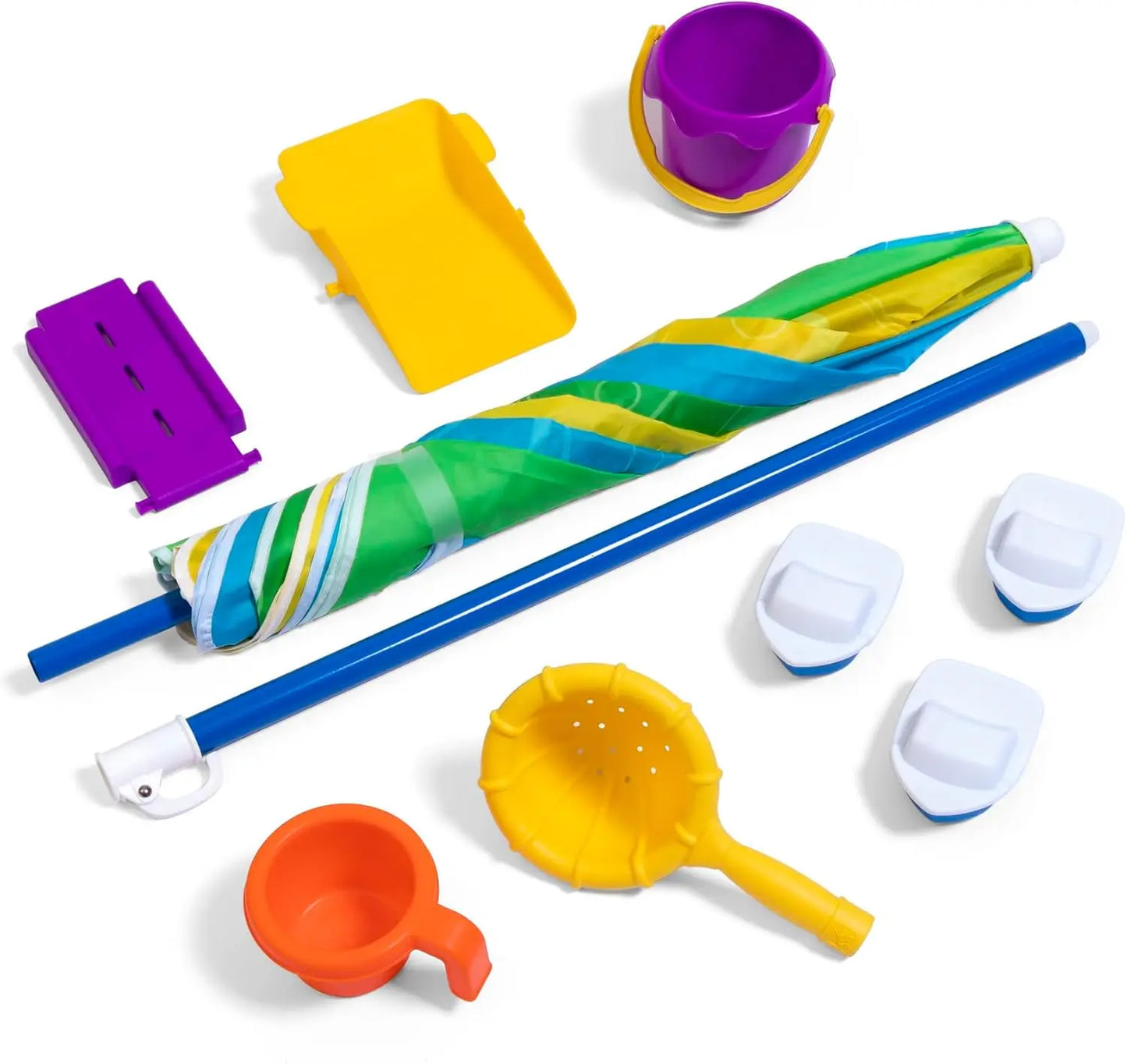 Two-Tier Water Table With Umbrella And Accessories For Outdoor Play