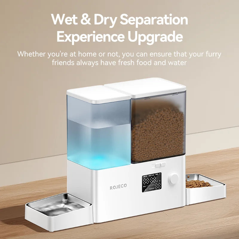 ROJECO 2In1 Automatic Pet Feeder Water Fountain For Cats