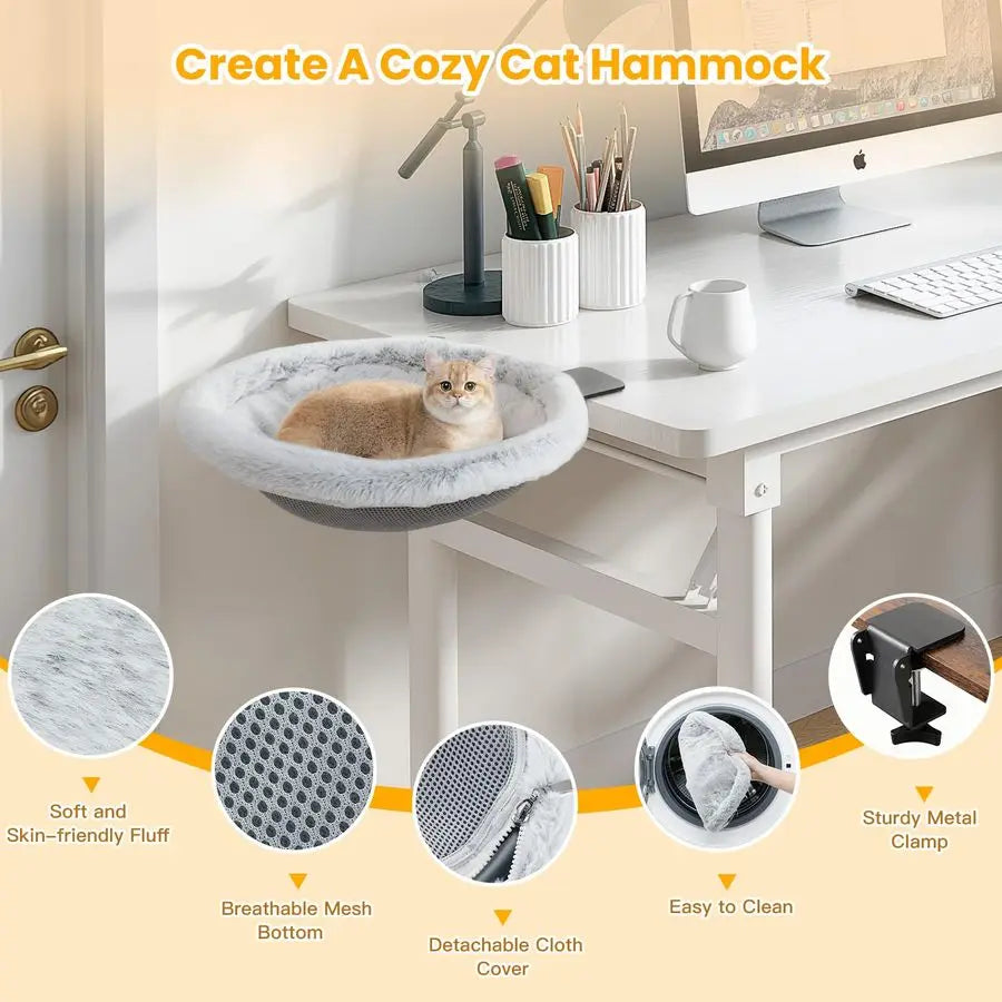 Cat Desk Bed Sunken Hammock With Steel Clamp Holds Up 40 Lbs