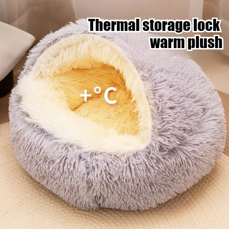 Plush 2In1 Pet Bedstead With Cover For Cats And Dogs