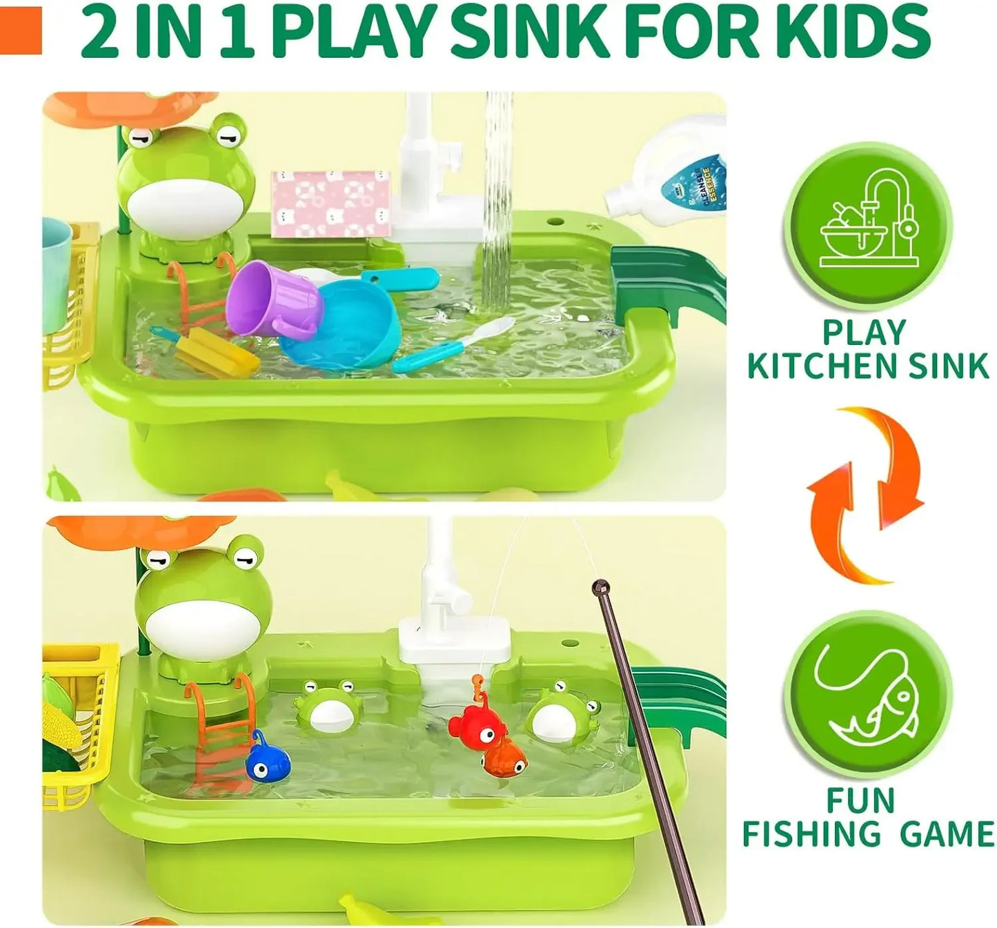 Play Sink With Running Water Kitchen Playset For Kids Toddlers