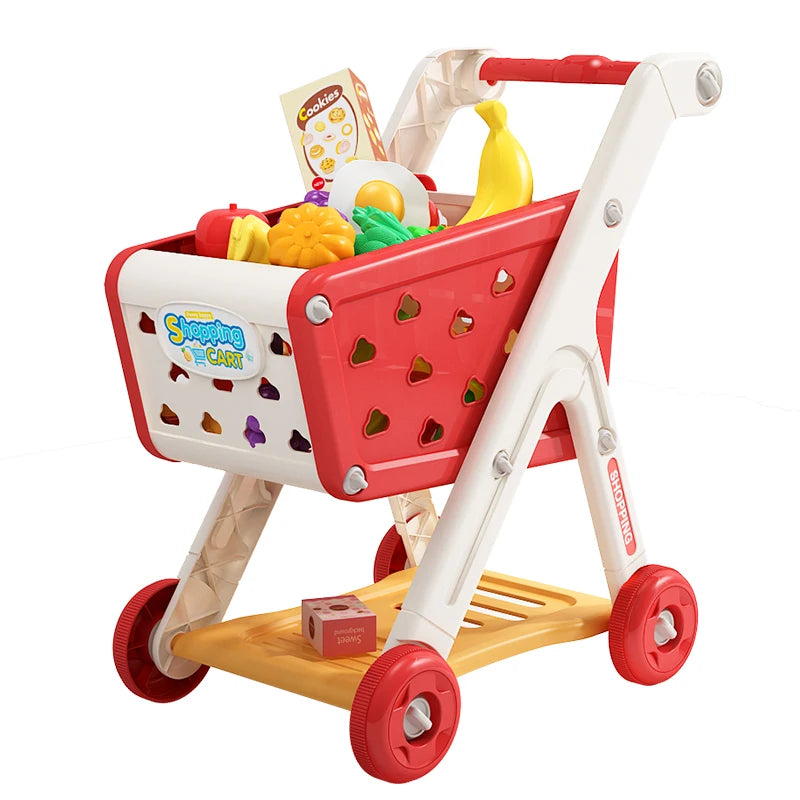 Jovow Shopping Cart Toy for Kids Trolley Pretend Kitchen Supermarket