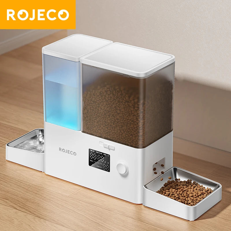 ROJECO 2In1 Automatic Pet Feeder Water Fountain For Cats