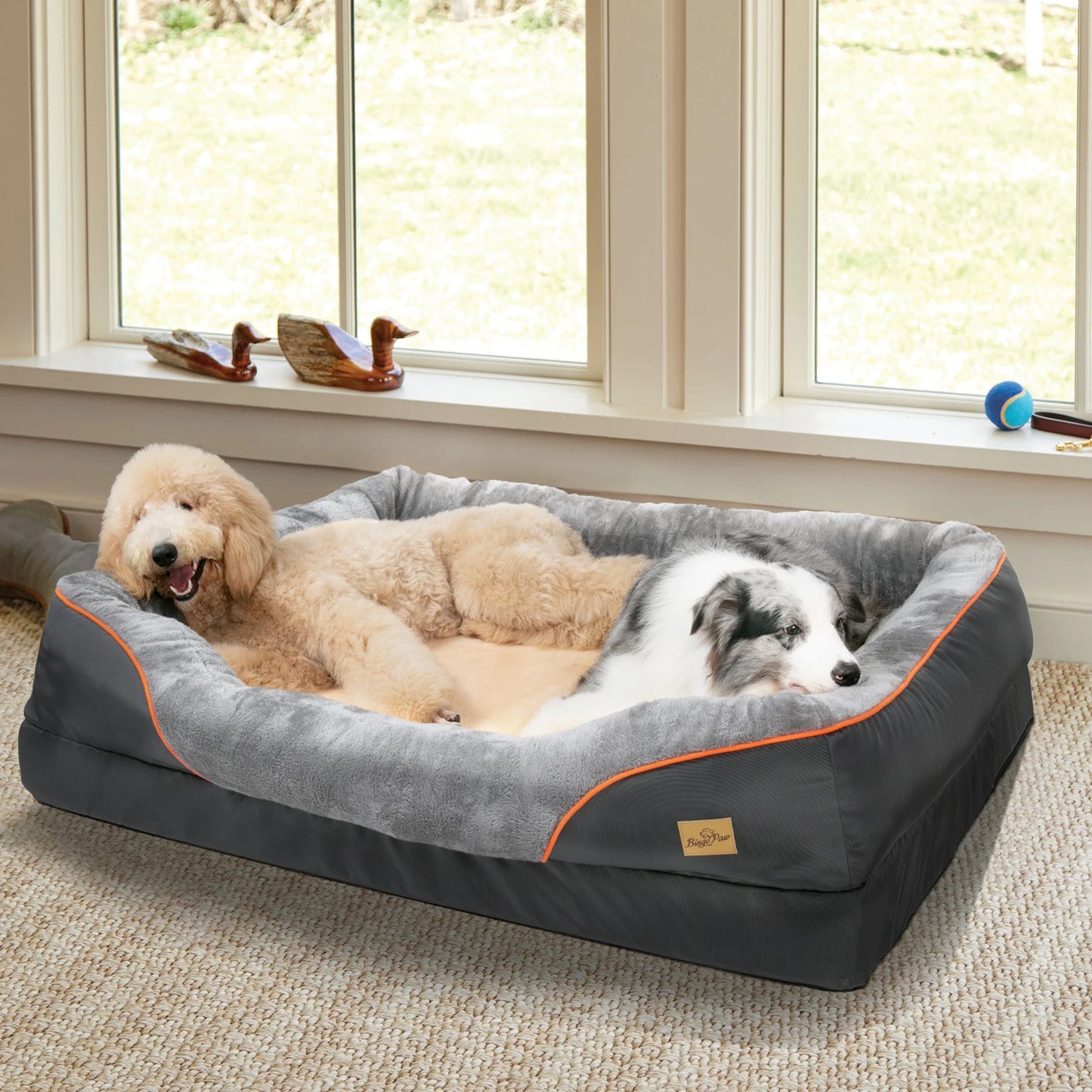 BINGOPAWCN Dog Bed Anti Allergy Warm Fleece With Washable Cover