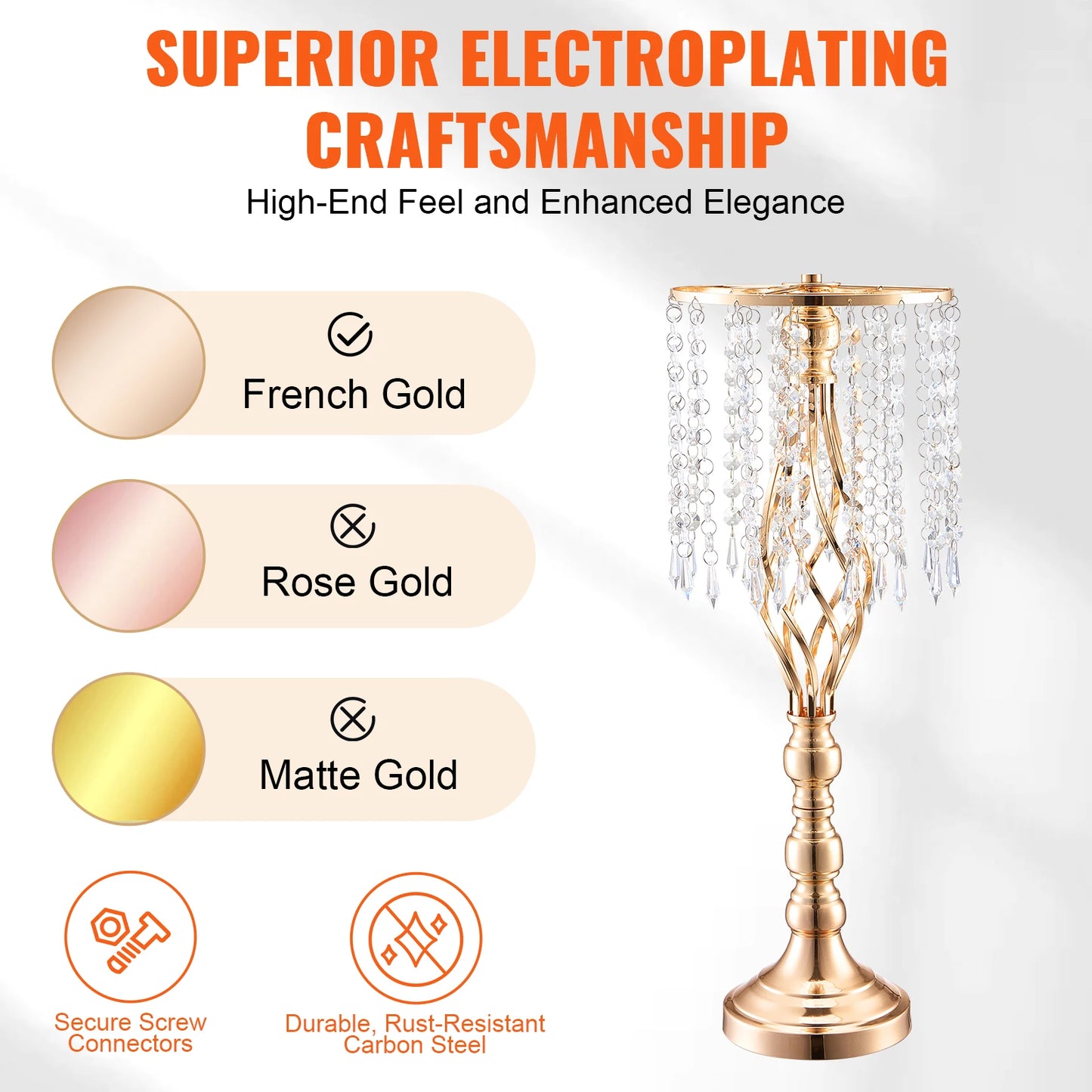 NONECN Crystal Wedding Flower Stand Metal Centerpiece Vase And Holders