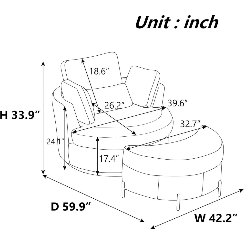 Swivel Accent Barrel Chair Set With Pillows For Living Room