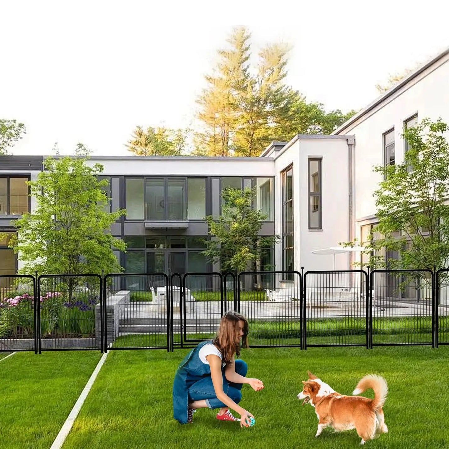 NONECN Square Tube Dog Playpen for Yard Outdoor 7 Panels