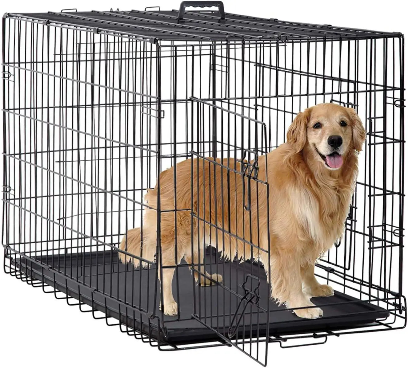 BestPet Dog Crate Folding Metal Kennel With Double Doors