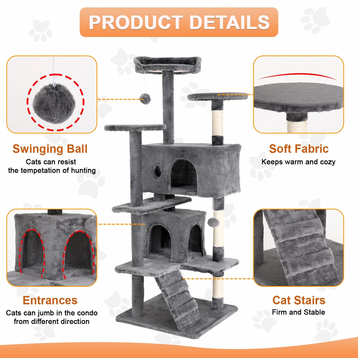 Four Tier Cat Tree With Sisal Scratching Posts And Ball