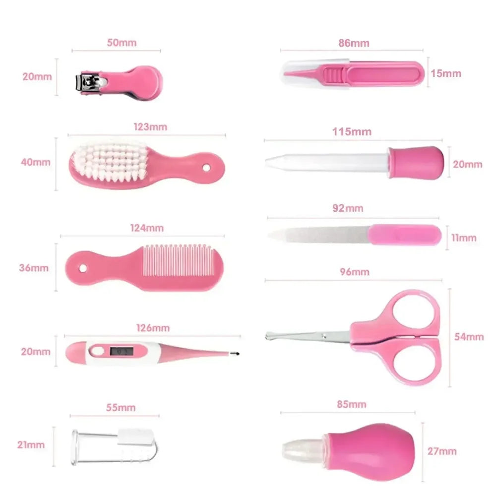 10PCS Baby Health Care Kit, Nail & Hair Grooming Set with Thermometer, Brush, Clipper, Teether & Toothbrush for Kids
